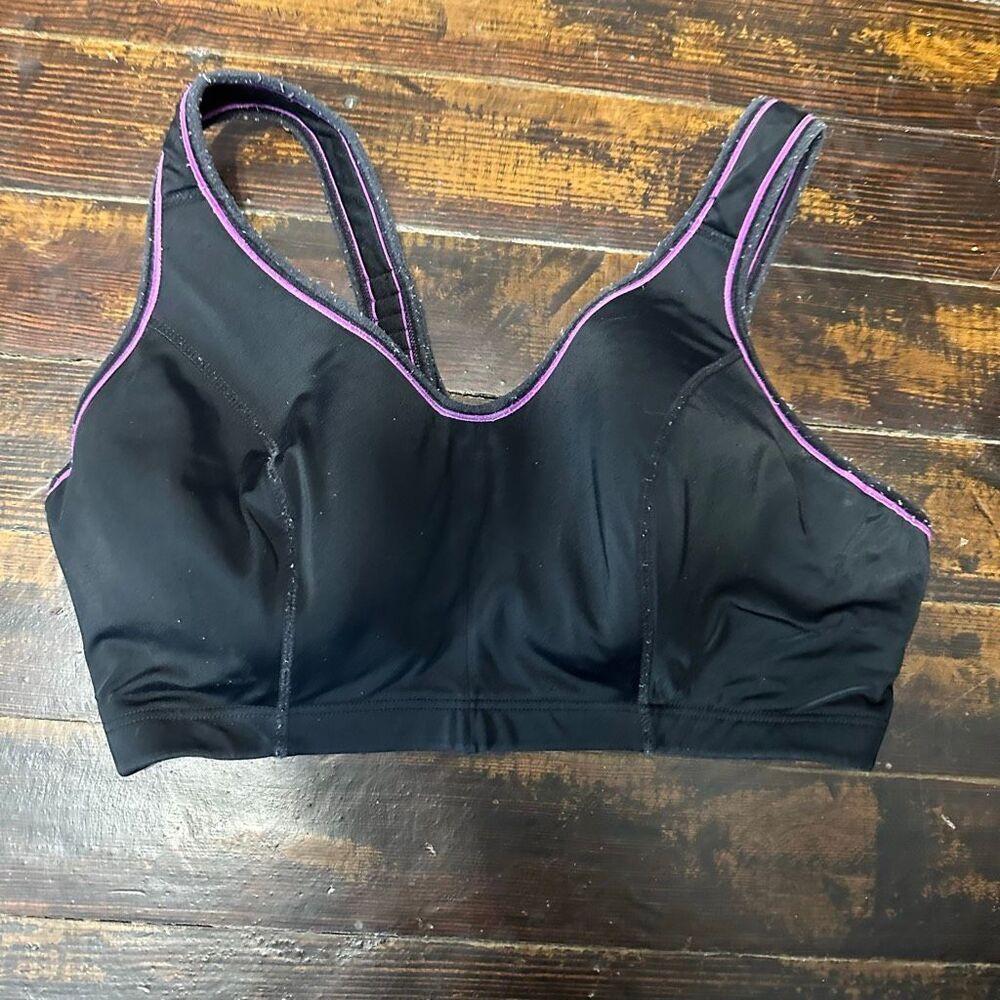 Sport by Cacique black and purple high impact 38DD athletic bra